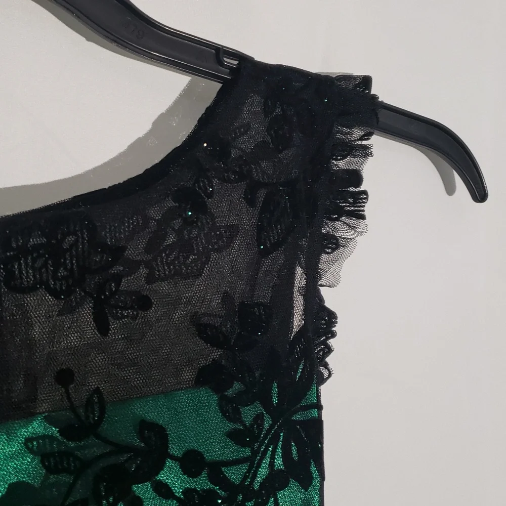 Girl' Elegant Green and Black Holiday Party Dress Size 10 Tulle Petticoat - Picture 7 of 16